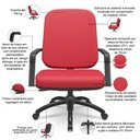 Ver imagem 4 de Kit Cadeira de Escritório Giratória e 2 Cadeiras Fixas Preta Magno P03 Crepe Vermelho - Lyam Decor