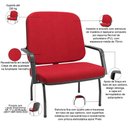 Ver imagem 5 de Kit Cadeira de Escritório Giratória e 2 Cadeiras Fixas Preta Magno P03 Crepe Vermelho - Lyam Decor