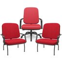 Ver imagem 1 de Kit Cadeira de Escritório Giratória e 2 Cadeiras Fixas Preta Magno P03 Crepe Vermelho - Lyam Decor