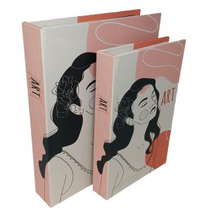 Kit Com 2 Caixas Livro Decorativa ART Colorido