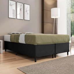 Cama Box Queen 1,58 m com 38cm de Altura Prince Suede Preto - 2