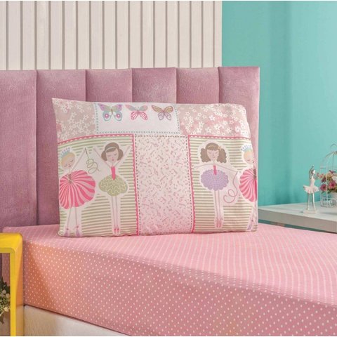 Jogo de Cama Lençol Bouti Infantil Kids Solteiro 02 Peças - Ballet