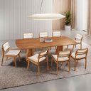 Ver imagem 1 de Sala de Jantar Mesa Noronha 220cm Tampo Laminado Canto Barril com 8 Cadeiras Eva Premium