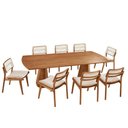 Ver imagem 2 de Sala de Jantar Mesa Noronha 220cm Tampo Laminado Canto Barril com 8 Cadeiras Eva Premium