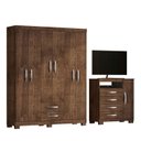Ver imagem 2 de Guarda-Roupa Casal 6 Portas 2 Gavetas e Cômoda Sapateira 4 Gavetas Itapema Marrom/Malbec