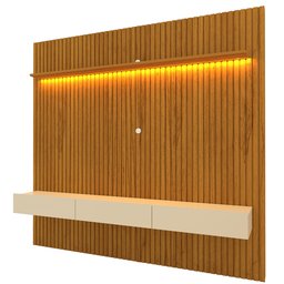 Painel para TV até 90 Polegadas 229x250cm Ripado com LED 3 Gavetas 100% MDF - 3