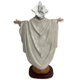 Imagem Jesus Oxalá Prata Braços Abertos Branco Resina 30cm - 3