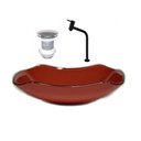 Ver imagem 1 de CUBA DE VIDRO ABAULADA 45CM VERMELHO CEREJA + VALVULA + TORNEIRA PRETA