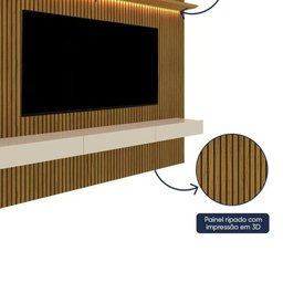 Painel para TV até 90 Polegadas Impressão Ripada com LED com Gaveta 220cm 100% MDF Requinte - 2