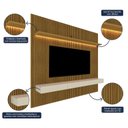 Ver imagem 5 de Painel para TV até 90 Polegadas com LED 100% MDF 224CMX250CM Impressão Ripada com Gaveta Requinte Marrom