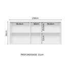 Ver imagem 4 de Armário de Cozinha Aéreo 150 cm 2 Portas e 2 Nichos Branco Glamy Madesa