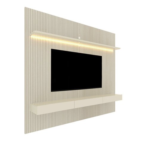 Painel para TV até 90 Polegadas com LED 100% MDF 224cmx250cm Impressão Ripada com Gaveta Requinte