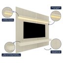 Ver imagem 5 de Painel para TV até 90 Polegadas com LED 100% MDF 224CMX250CM Impressão Ripada com Gaveta Requinte Branco