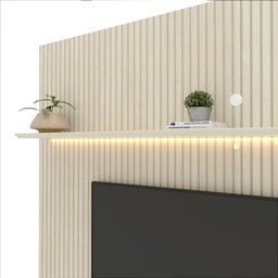 Painel para TV até 90 Polegadas Impressão Ripada com LED com Gaveta 220cm 100% MDF Requinte - 7