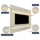 Ver imagem 5 de Painel para TV até 90 Polegadas com LED 100% MDF 224CMX250CM Impressão Ripada com Gaveta Requinte Branco