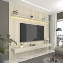 Ver imagem 1 de Painel para TV até 90 Polegadas com LED 100% MDF 224CMX250CM Impressão Ripada com Gaveta Requinte Branco
