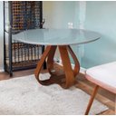 Ver imagem 1 de Mesa de Jantar Cebola Redonda 90cm Tampo Laqueado C/vidro Off White