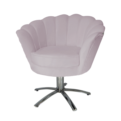 Conjunto 2 Poltronas Estofada Com Base Giratória de Metal Pétala Suede Rose - LM DECOR