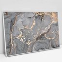 Ver imagem 1 de Quadro Decorativo em Canvas Abstrato Mármore Cinza Perolado TaColado Moldura Flutuante 4,5cm Branca 
