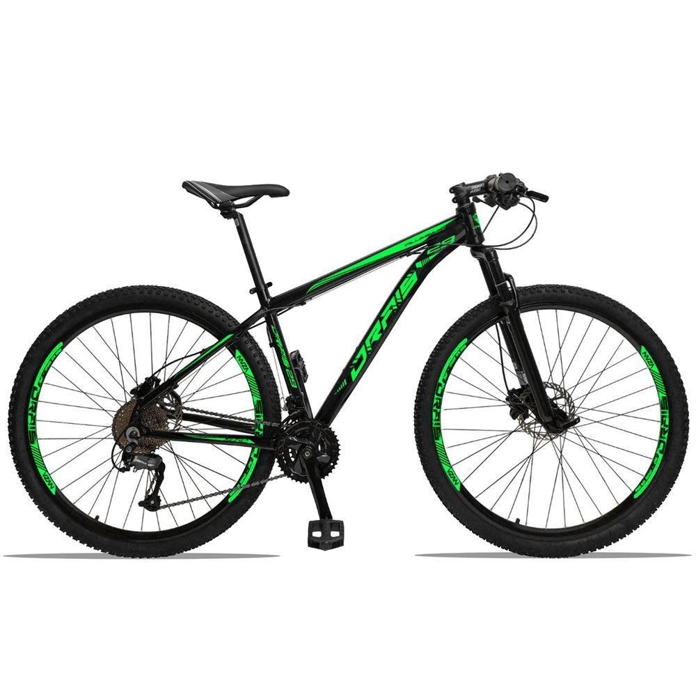 Bicicleta Aro 29 Drais Câmbio Shimano Alumínio MTB 27V Preto/Verde 15" - 197 - 1