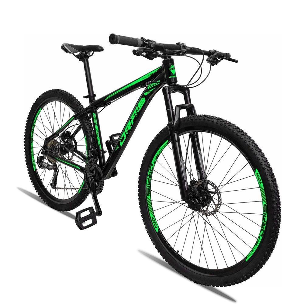 Bicicleta Aro 29 Drais Câmbio Shimano Alumínio MTB 27V Preto/Verde 15" - 197 - 2