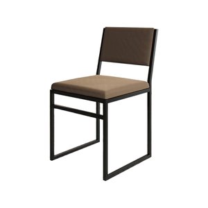 Cadeira de Jantar Industrial Isa Assento Veludo Marrom