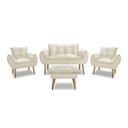 Ver imagem 2 de Kit Namoradeira Sofá Opala + 2 Poltronas Cadeira Opala + 1 puff:bege