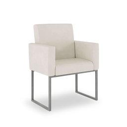 Kit 06 Poltronas Clínica Espera Cor Bege - Base Ferro Cinza - 3