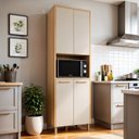 Ver imagem 1 de Paneleiro de Cozinha com 4 Portas e Nicho MDF Nobre Bege/Cinamomo/Off White