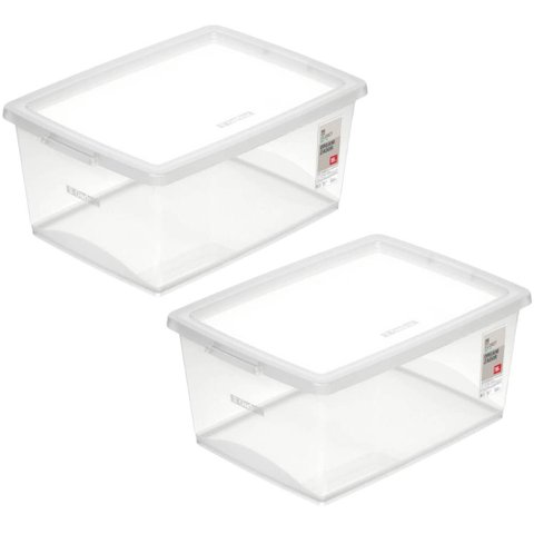 2 Caixas Organizadoras Plástica 15l com Tampa Ordene My Closet Retangular Transparente