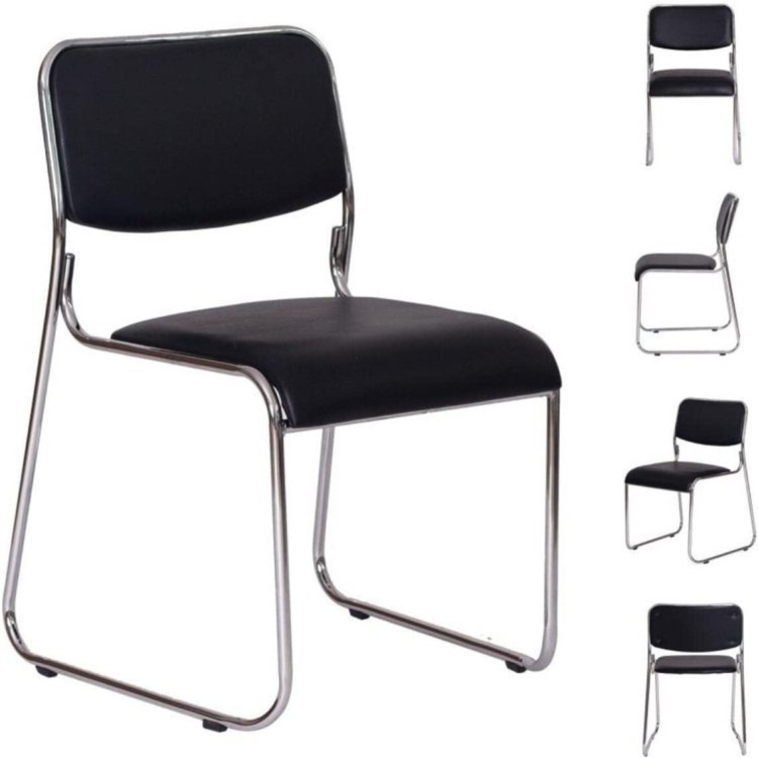Kit 10 Cadeiras para Escritório Fixa Interlocutor Cromada Dubai OR Design - 3