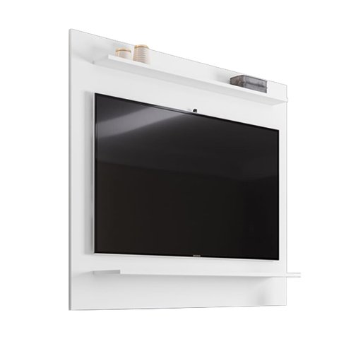 Painel para Tv Suspenso 50 Pol 120cm 2 Prateleiras Mercy Branco M12 - D'Rossi