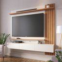 Ver imagem 2 de Home Suspenso Estante Milan 1.8 para TV até 70 Polegadas 3 Portas Off White Matte/ Freijó