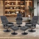 Ver imagem 1 de Kit 3 Poltronas de Massagem Arizona Giratória com Apoio de Pés e Reclinável Pu Preto G56 - Gran Belo