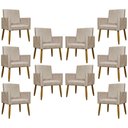 Ver imagem 1 de Kit 10 Poltronas Decorativas Mari Pé Palito Castanho - Bege Suede