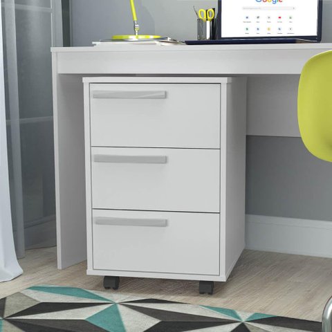Gaveteiro com 3 Gavetas e Rodízios B26 - Branco