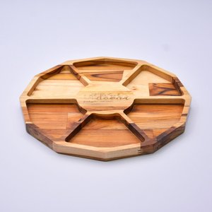 Petisqueira em Madeira Teca com Gravação Personalizada - 32x32cm