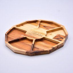 Petisqueira em Madeira Teca com Gravação Personalizada - 32x32cm - 2
