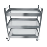 Carrinho Auxiliar Aço Inox com 3 Prateleiras com Varanda e 2 Puxadores - 100x50x105cm - Brascool - 1