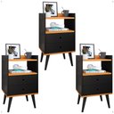 Ver imagem 1 de Kit 3 Mesas Cabeceira Dream Jogo Mesinha Lateral Cama Decoração Quarto Casal - Preto/cinamomo