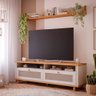 Estante Home para TV 70 Polegadas 4 Portas Moema Off White/Nature - Permóbili - 100% MDF - 3