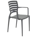 Ver imagem 2 de Cadeira Plastica Monobloco com Bracos Sofia Grafite Encosto Vazado Horizontal