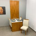 Ver imagem 3 de Mesa de Jantar Cancun 120x90 com Painel Ripado Cel Móveis Cor Cinamomo Off White Bege