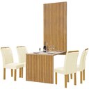 Ver imagem 1 de Mesa de Jantar Cancun 120x90 com Painel Ripado Cel Móveis Cor Cinamomo Off White Bege