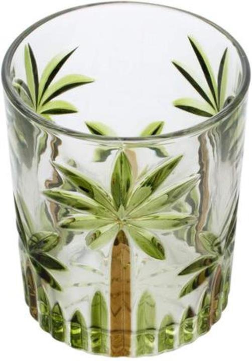 Conjunto 6 Copos Baixos Cristal Palm Tree Handpaint 340ml - 2