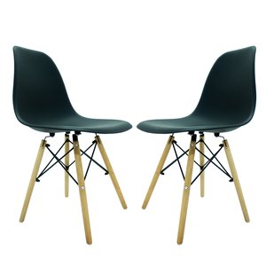Kit 2 Cadeira Eiffel Moderno Sala Jantar Preto Base Madeira