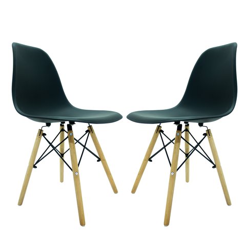 Kit 2 Cadeira Eiffel Moderno Sala Jantar Preto Base Madeira