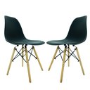 Ver imagem 1 de Kit 2 Cadeira Eiffel Moderno Sala Jantar Preto Base Madeira