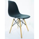 Ver imagem 4 de Kit 2 Cadeira Eiffel Moderno Sala Jantar Preto Base Madeira