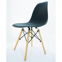 Ver imagem 2 de Kit 2 Cadeira Eiffel Moderno Sala Jantar Preto Base Madeira